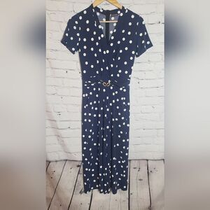 New Fashion Navy Blue Polka Dot Pant Suit